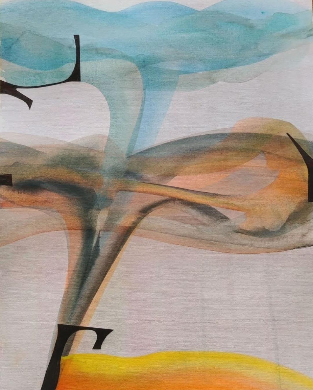 Le radici delle nuvole | 2026 | 42 x 29,7 | Acquerelli e biro nera su carta di cotone da 350 gr.